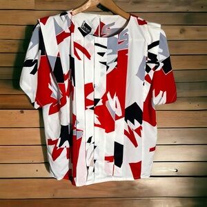 80’s Sophisticate Abstract Top Pleated Size 14